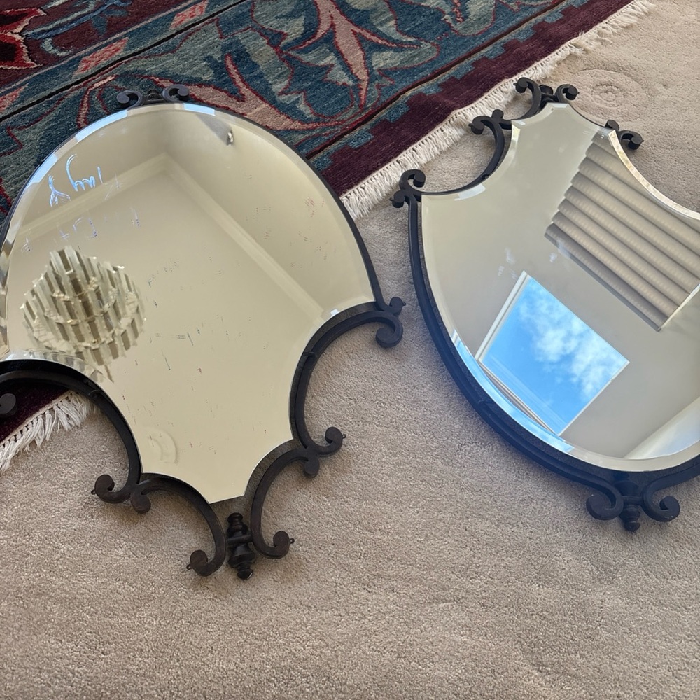 Elegant french beveled LARGE Black Wall Mirror Set of 2